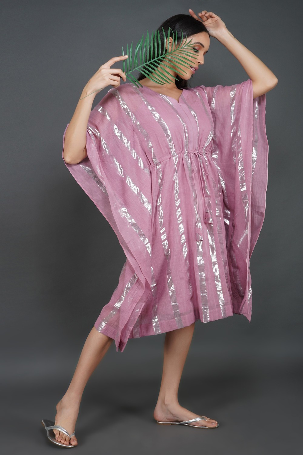 LASTINCH Onion Pink Kaftan Dress With Slip