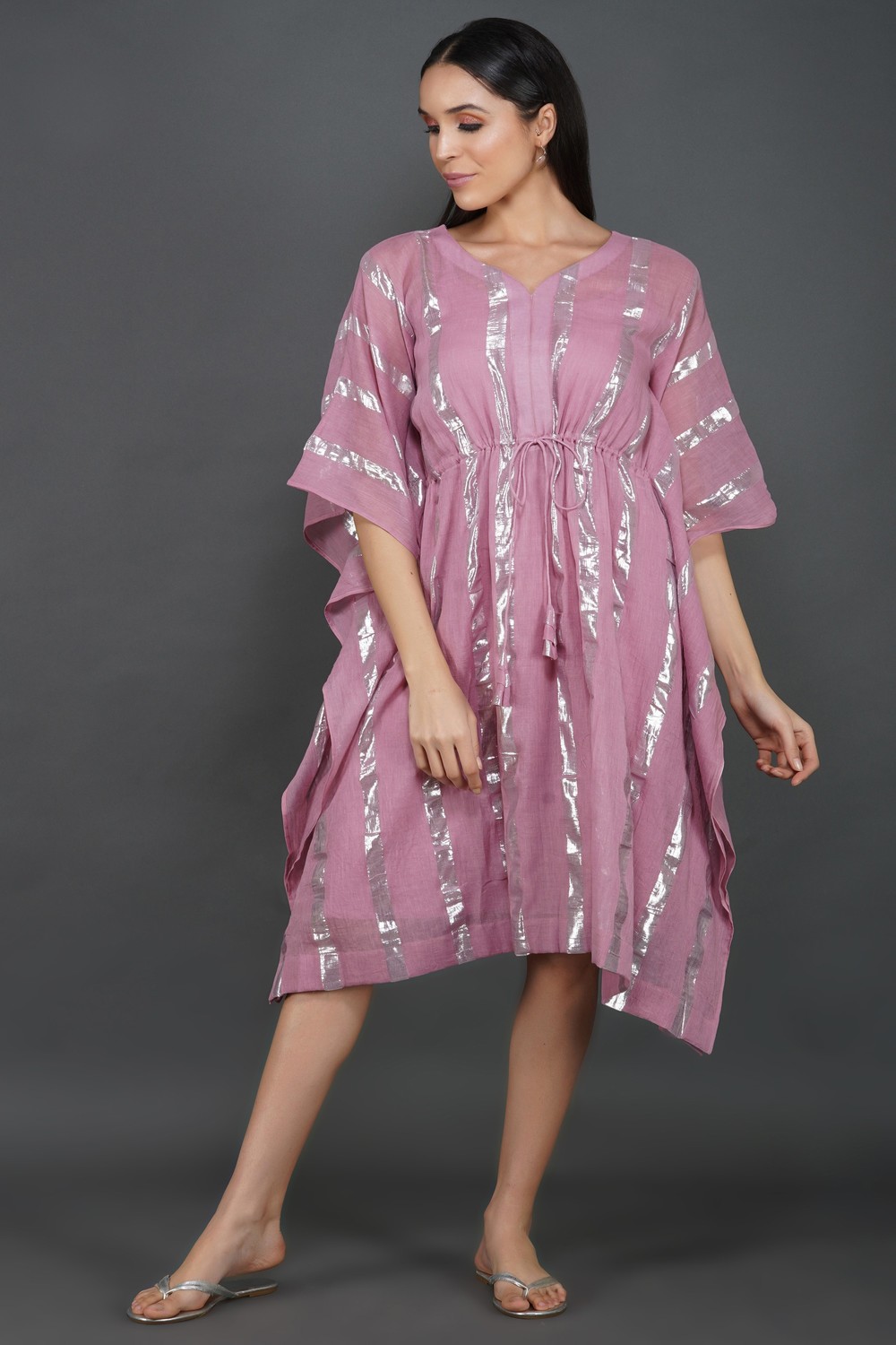 LASTINCH Onion Pink Kaftan Dress With Slip