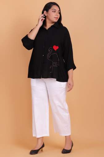 Black Embroidered Shirt for Women