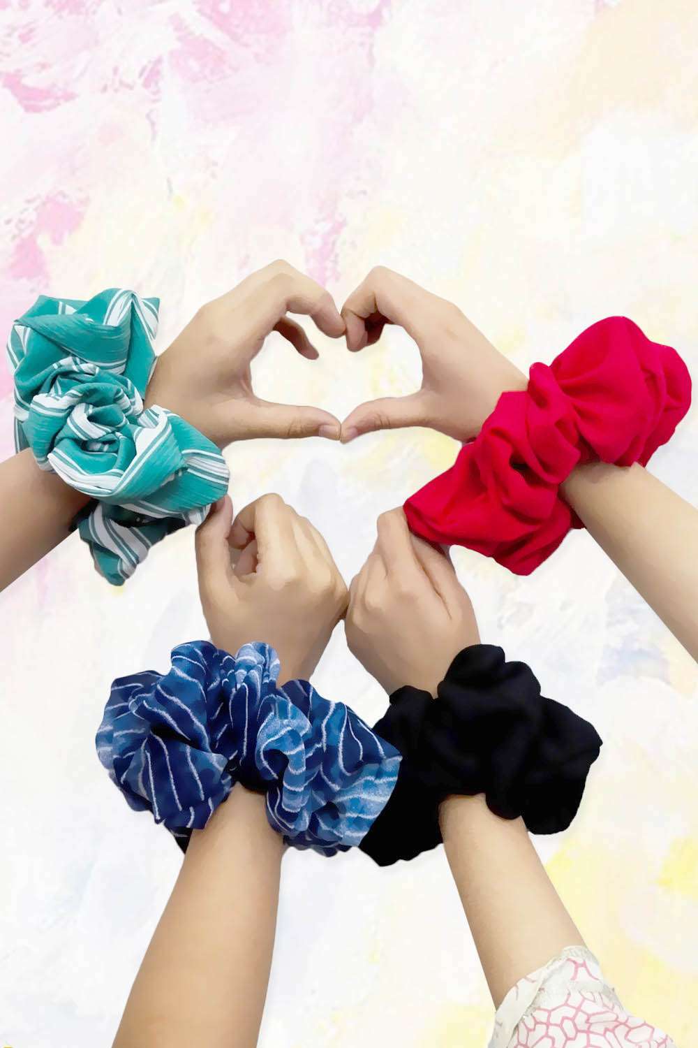 Stripes And Solids Mix Scrunchies Set