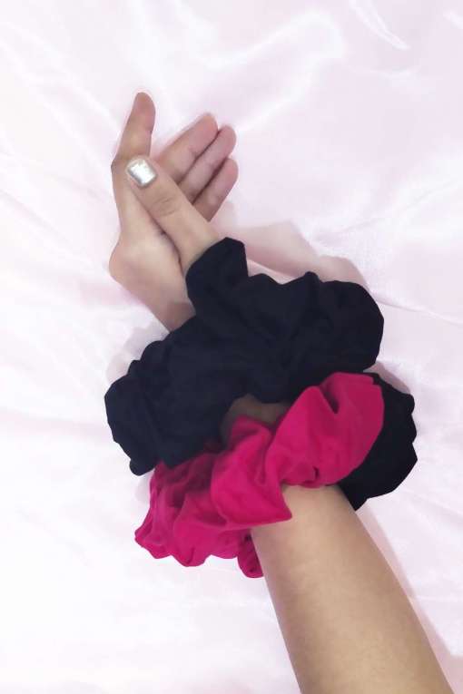 Black And Pink Oversized Scrunchies
