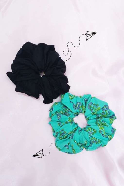 Moss and Flower Scrunchies