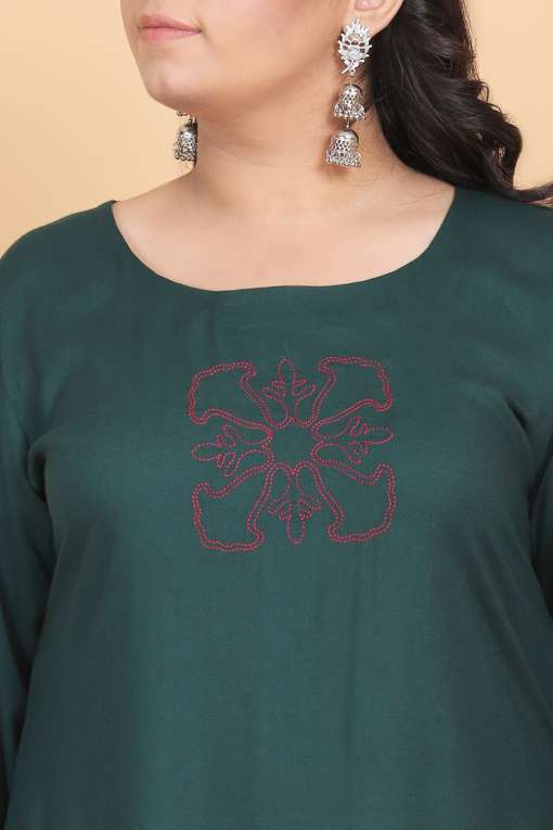 Green Embroidered Kurti