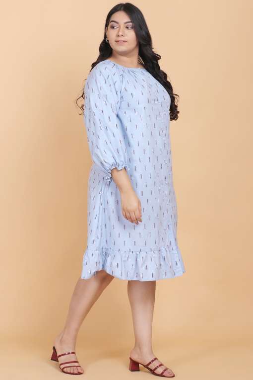 Puff Sleeve Midi Dress With Face Mask