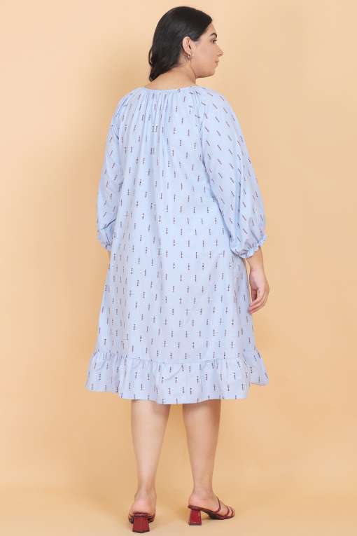 Puff Sleeve Midi Dress With Face Mask