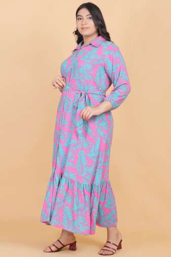 Tropical Print Maxi Dress With Face Mask