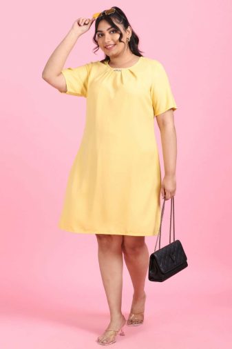 Beige Prism Printed Plus Size Midi Dress Online in India | Amydus