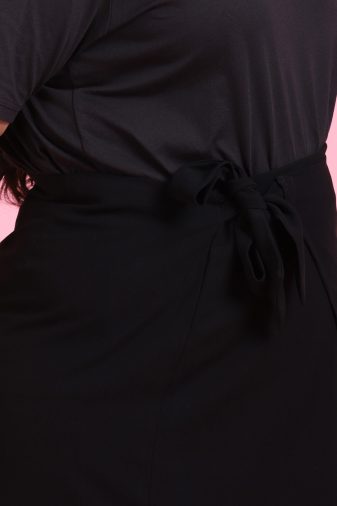 Plus Size Black Midi Wrap Skirt
