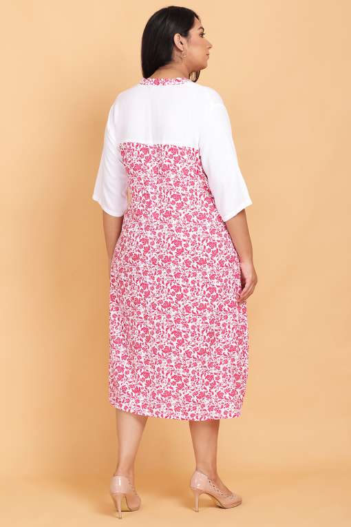 Pink Printed Midi Dress