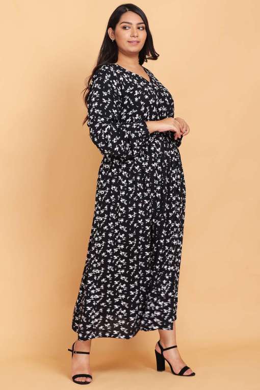 Floral Printed Wrap Style Maxi Dress