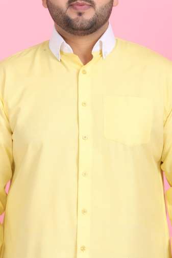 Men's Yellow Cotton Linen Shirt