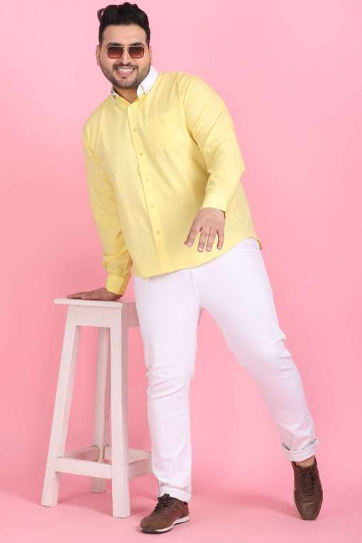 Men's Yellow Cotton Linen Shirt