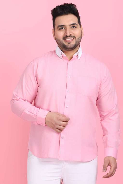 Men's Pink And White Linen Shirt