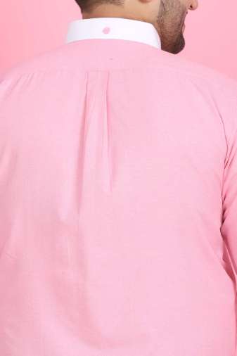 Men's Pink And White Linen Shirt