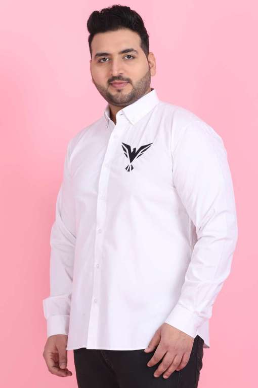 Men's White Eagle Embroidery Shirt