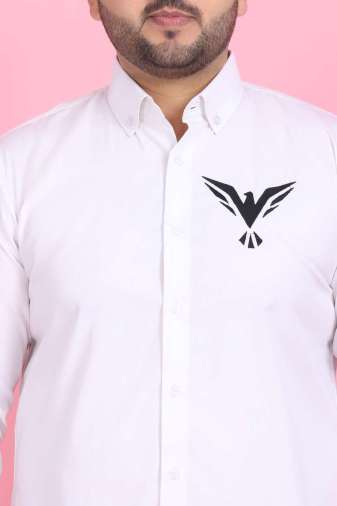 Men's White Eagle Embroidery Shirt