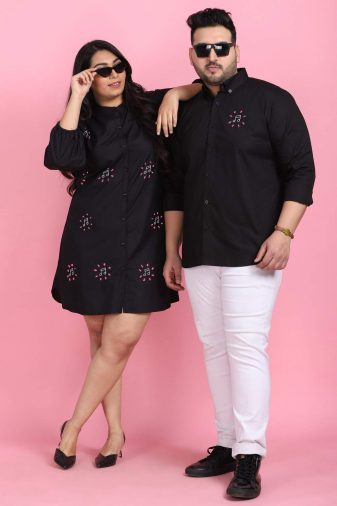 Jazzy Black Embroidered Twining Couple Set