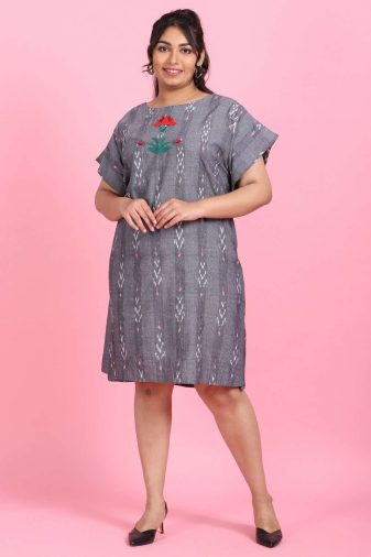 Ikkat Embroidered Freestyle Dress
