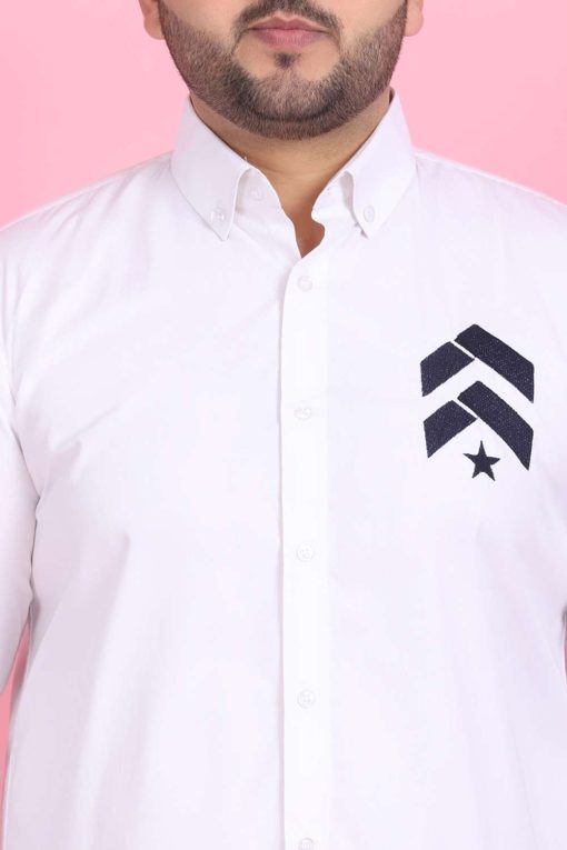 Men's Arrow Embroidery White Shirt