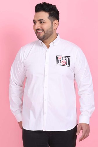 Men White London Embroidery Casual Shirt