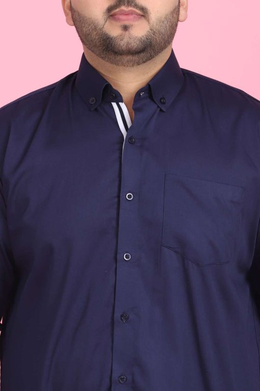 Men Blue Tricolor Strip Formal Shirt