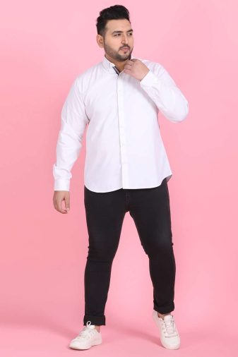 Men's White Formal Shirt With Blue Strip