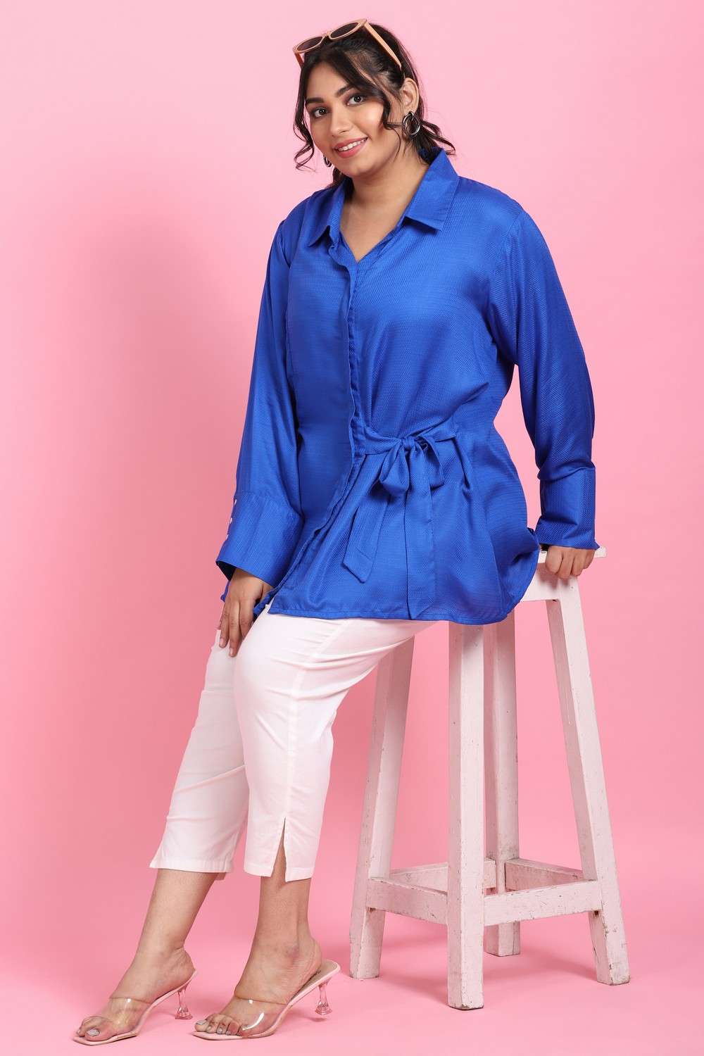 LASTINCH Plus Size Exotic Blue Shirt for Women - Upto 8XL