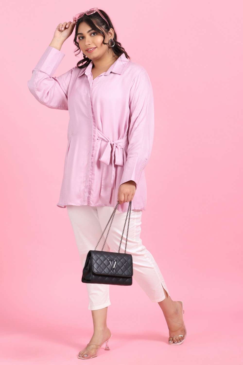 Bubble Pink Pleated Shirt