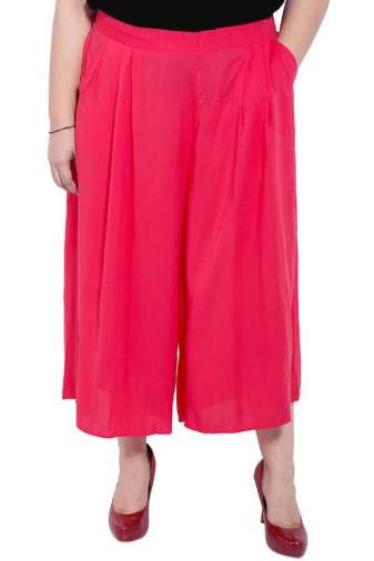 Plus Size Carrot Red Solid Culottes