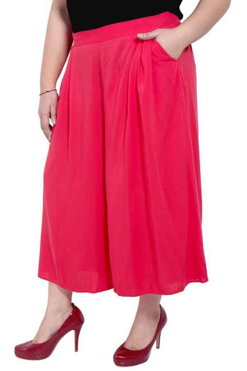 Plus Size Carrot Red Solid Culottes