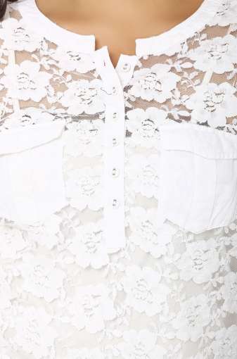 White Band Collar Lace Top
