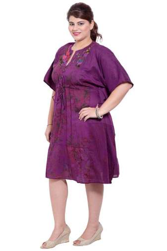 Dark Purple Printed Kaftan Dress