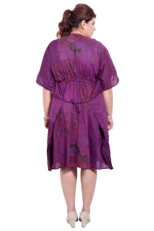 Dark Purple Printed Kaftan Dress