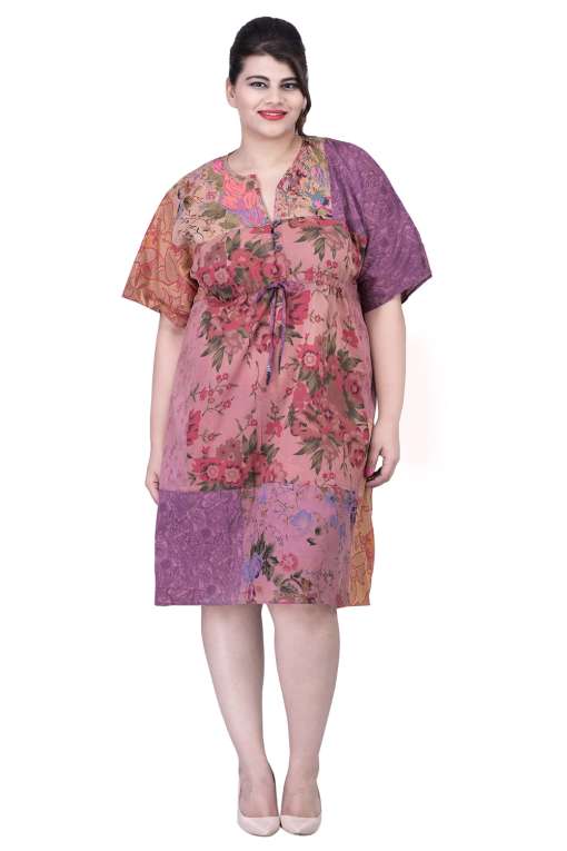 Beige Multicolor Printed Kaftan Dress