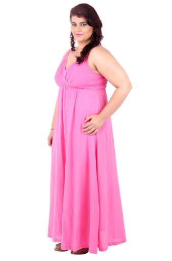Plus Size Pink Long Beachwear Gown