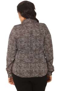 Brown Printed Full Sleeve Top With Collar