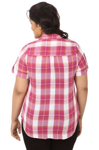 Pink White Checked Top