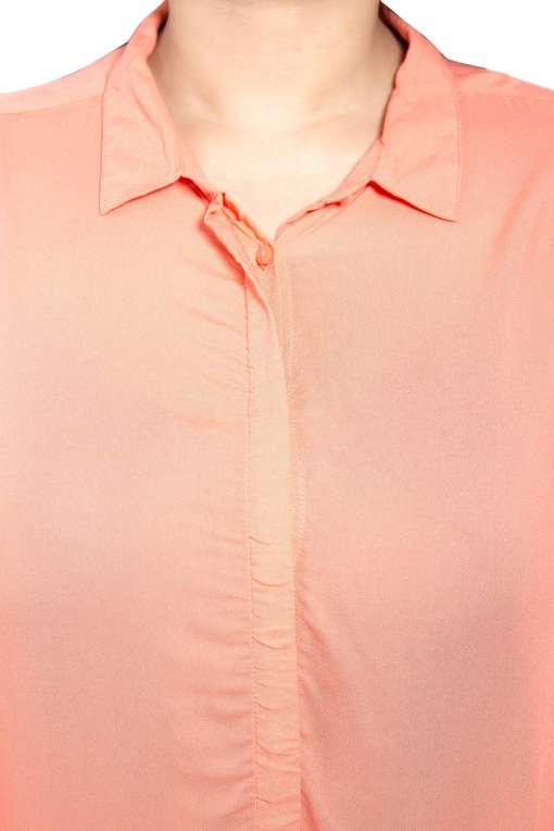 Peach Color Button Up Crop Shirt