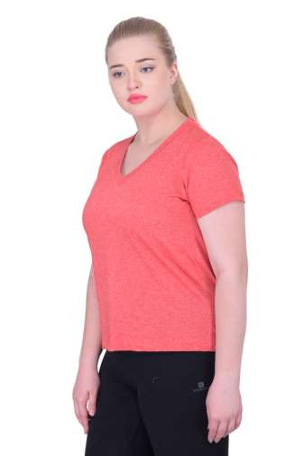 Plus Size Cotton Red V-Neck Tee