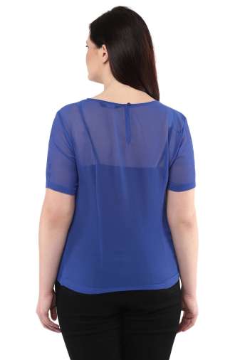 Blue Embroidered Georgette Top