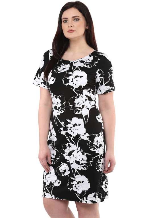 Black & White Floral Print Dress