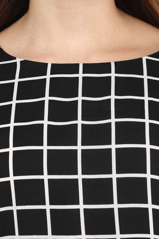 Black & White Check Print Shift Dress