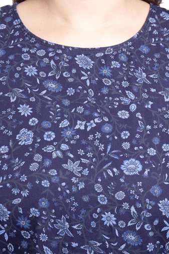 Navy Blue Floral Print Dress