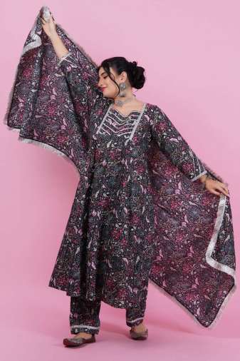 Mastani Handblock Print Anarkali Suit Set