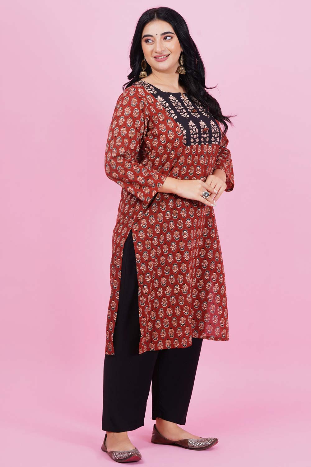 Buy Kaajh Women's Blue Kalamkari Print Viscose Rayon Anarkali Dress Online  at Best Price | Distacart
