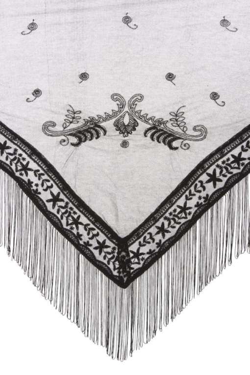 Triangle Net Embroidery Scarf With Tassels