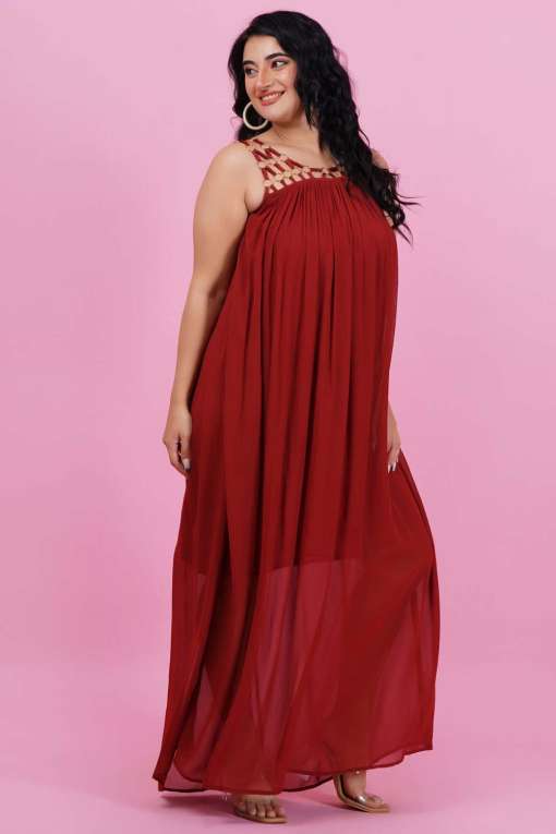 Rust Red Georgette Gown