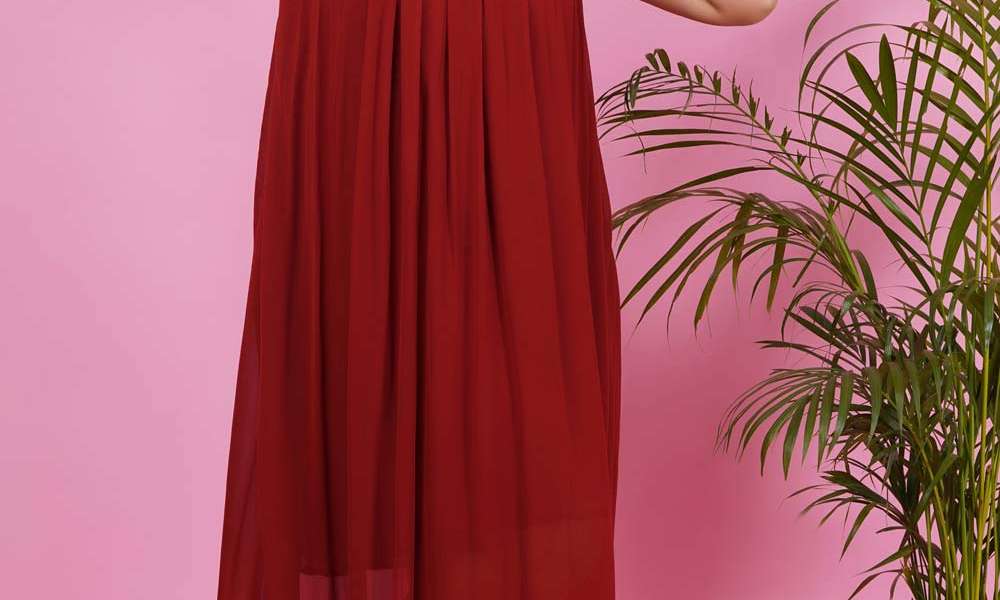 Rust Red Georgette Gown