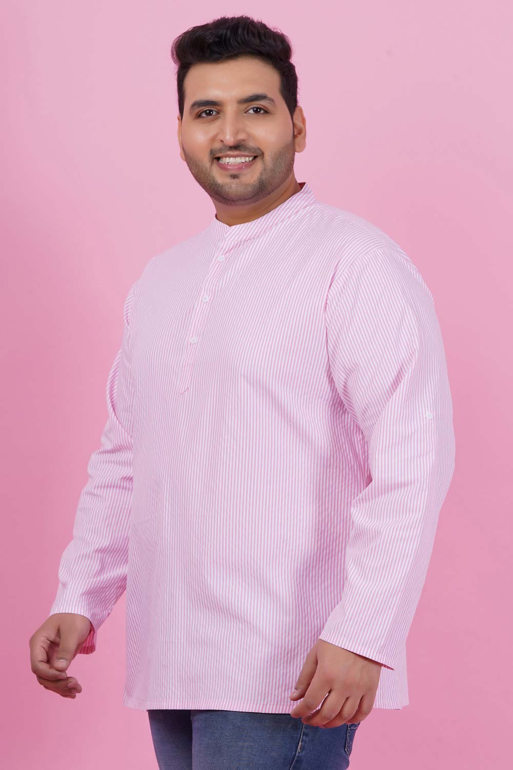 Indian Men's Patchwork Kurta Casual Shirt Handkerchief Cotton Tunic Pink |  eBay