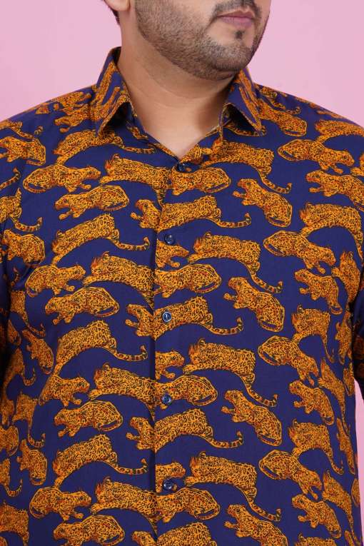 Men Leopard Print Button Down Shirt